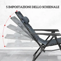 Outsunny Set 2 Sedie Sdraio a Gravità Zero Pieghevoli con Schienale Regolabile e Tavolino, Grigio(m-4)