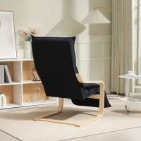 HOMCOM Curved Wooden Accent Chair, with Adjustable Footrest - Black(m-8)