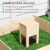 Outsunny Fioriera da Esterno in Legno di Abete con Compostiera e Fondo Aperto, 123x123x25.5 cm, color Legno(m-5)