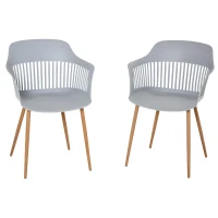 HOMCOM Lot de 2 chaises de Salle à Manger, Chaise de Cuisine, Design élégant Moderne, Pieds antidérapants métal, Dossier Large accoudoirs ergonomiques, Grand Confort, 58 x 53 x 81,5 cm, Gris(m-7)