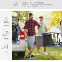 Outsunny krzesło składane z poduszką stal kolor szary 66 x 94 x 79 cm(m-7)