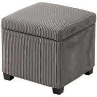 HOMCOM Storage Ottoman Bench, Corduroy Footstool with Removable Lid and Legs, 40cm Storage Chest Box for Living Room, Bedroom, Hallway, Grey(m-11)