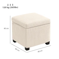 HOMCOM Storage Ottoman Bench, Corduroy Footstool with Removable Lid and Legs, 40cm Storage Chest Box for Living Room, Bedroom, Hallway, Beige(m-3)