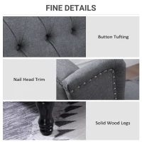 HOMCOM Recliner Armchair, Vintage Reclining Chair with Nail Head Trim, Wingback Chair with Button Tufted Back and Footrest, for Living Room, Grey(m-6)