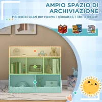 HOMCOM Mobile Portagiochi per Bambini a 3 Livelli con 5 Scomparti in Legno, 91.5x43x79cm, Bianco(m-4)