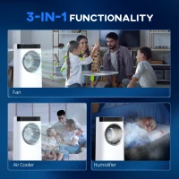 HOMCOM Evaporative Air Cooler, 6.5L 4-in-1 Bladeless Portable Cooler, Fan, Humidifier, Air Clean Anion with Oscillation, 6 Speeds, 24H Timer, Sleep Mode, 2 Ice Packs, Wheels, Remote, for Home Office(m-4)