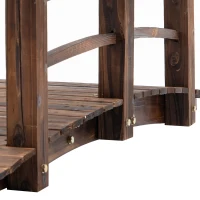 Outsunny Gartenbrücke Holzbrücke Holzsteg Teichbrücke Zierbrücke mit Geländer bis 180 kg Tannenholz Dunkelbraun 152,5 x 67 x 48 cm(m-8)