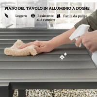 Outsunny Set da Giardino 7 Pezzi con 6 Sedie Pieghevoli e Tavolo Allungabile, in Acciaio, Alluminio e Rete Grigio e Nero(m-5)