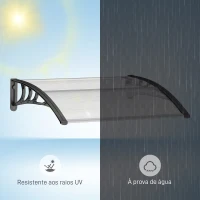 Outsunny Marquise de Proteção 75x100 cm para Portas e Janelas contra Sol e Chuva com Suporte de Liga de Alumínio Transparente e Preto(m-6)