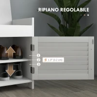 HOMCOM Panca Scarpiera con Ripiano Interno Regolabile su 3 Livelli, in MDF e Simil Lino, 90x36x50 cm, Bianco e Grigio(m-6)