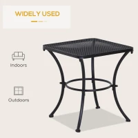 Stolik Ogrodowy Outsunny - Czarny Metal, Idealny na Taras i Balkon, Stylowa i Funkcjonalna Przestrzeń(m-6)