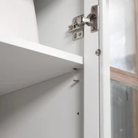 HOMCOM Küchenschrank, 4 Regale, 2 Glastüren, 80 cm x 39,5 cm x 160 cm Weiß(m-9)