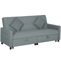 HOMCOM Canapea Extensibila 3 Locuri Gri 196×90×89 cm(m-1)