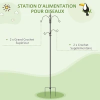 PawHut Vogelvoederstation, Buiten Voederautomaat, 4 Haken, Staal, Zwart(m-4)