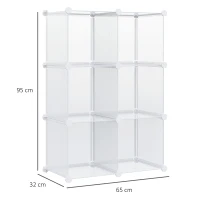 HOMCOM Mobile Scarpiera Modulare Salvaspazio, 6 Cubi in Plastica PP, 65x32x162 cm, Trasparente(m-3)