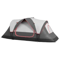 Outsunny Tenda da Campeggio 6 Posti con 2 Stanze Separate, Poliestere e Fibra di Vetro, 450x215x180 cm, Grigio(m-10)