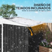 Outsunny Cobertizo de Jardín con 2 Estantes Puerta con Cerradura y Estructura Resistente en Acero Galvanizado 245x117x161/180 cm(m-6)