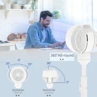 HOMCOM 9'' Air Circulator Fan 3 Speed 3 Mode, 70° Oscillation 90° Vertical Tilt, Remote Controller, for Living Room, Bedroom, Office, White(m-6)