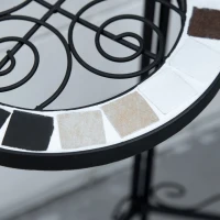 Outsunny Soporte para Plantas de Metal Mecetas Plegable Estantería para Flores con 3 Estantes y Bordes de Azulejo para Decoración Interiores y Exteriores 60x22x65 cm Negro(m-7)