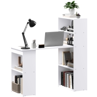 HOMCOM Schreibtisch Bürotisch Computertisch, 2 Regale, 5 Regalböden, 120 cm x 55 cm x 120 cm, Weiß