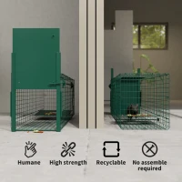 Outsunny Metal Rat Trap with Single Door, for Small Animals, Dark Green(m-5)