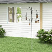 PawHut Vogelvoederstation, Buiten Voederautomaat, 4 Haken, Staal, Zwart(m-2)