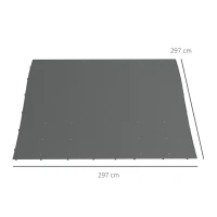 Outsunny Telo di Ricambio per Pergola da Giardino 3x3 m con 16 Fori di Drenaggio, 297x297 cm, Grigio(m-3)