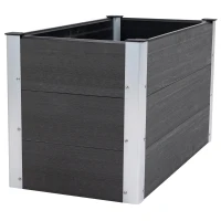 Outsunny Hochbeet Aluminium, Pflanzbeet Frühbeet Gartenbeet Blumenkasten wetterfest, ohne Boden, Pflanzkasten 100x50x55,5cm für Terrasse, Balkon, Blumenkasten für Blumen, Pflanzen, Grau(m-9)