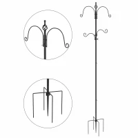 PawHut Vogelvoederstation, Buiten Voederautomaat, 4 Haken, Staal, Zwart(m-12)