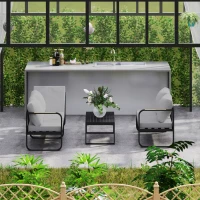 Outsunny Tuinmeubelset, 2-zitsbank, 3-zitsbank, Salontafel, Roestvrij Metalen Frame, Terrasmeubilair, Grijs(m-9)