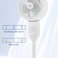 HOMCOM 9" Pedestal Fan, 70° Oscillation 90° Vertical Tilt Oscillating Air Circulator with 3 Speeds, Standing Fan for Home Office, Bedroom, White(m-4)