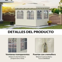 Outsunny Paredes Laterales de Sustitución para Pérgola 3x3 m con Protección UV Ventanas Transparentes y Cortinas Ajustables Crema(m-7)