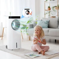 HOMCOM Evaporative Air Cooler, 6.5L 4-in-1 Bladeless Portable Cooler, Fan, Humidifier, Air Clean Anion with Oscillation, 6 Speeds, 24H Timer, Sleep Mode, 2 Ice Packs, Wheels, Remote, for Home Office(m-2)