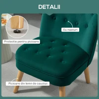 HOMCOM Fotoliu Verde cu sezut Catifea si Picioare Lemn(m-5)