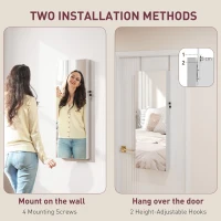 HOMCOM 108 x 37cm Lockable Jewellery Cabinet, with LED Lights - White Surface and Pink Lining(m-7)