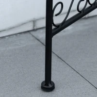 Outsunny Soporte para Plantas de Metal Mecetas Plegable Estantería para Flores con 3 Estantes y Bordes de Azulejo para Decoración Interiores y Exteriores 60x22x65 cm Negro(m-8)