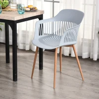 HOMCOM Lot de 2 chaises de Salle à Manger, Chaise de Cuisine, Design élégant Moderne, Pieds antidérapants métal, Dossier Large accoudoirs ergonomiques, Grand Confort, 58 x 53 x 81,5 cm, Gris(m-4)