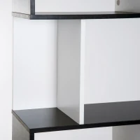 HOMCOM Bücherregal S-förmig Ausstellungsregal Standregal 5-stöckiger moderner Raumteiler Spanplatte Schwarz 60 x 24 x 184,5 cm(m-8)