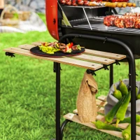 Outsunny Charcoal Barbecue Grill Portable BBQ Grill with 1840 cm² Cooking Area, 3 Shelves, Adjustable Vent, Lockable Lid, Wheels for Outdoor Cooking, Garden Party, Red(m-9)
