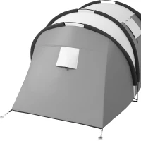 Outsunny Tienda de Camping Familiar para 4-5 Personas con 2 Habitaciones Separadas Puertas y Ventanas 450x220x180 cm Gris(m-9)