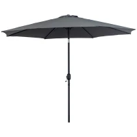 Outsunny 3(m) Tilting Parasol Garden Umbrellas, Outdoor Sun Shade with 8 Ribs, Tilt and Crank Handle for Balcony, Bench, Garden, Dark Grey(m-1)