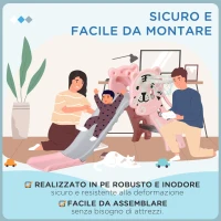 AIYAPLAY Scivolo per Bambini 18-36 Mesi con Canestro da Basket Laterale, in Plastica, 133x60x70 cm, Rosa e Grigio(m-7)