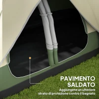 Outsunny Tenda da Campeggio 6 Posti con 2 Stanze Separate, Poliestere e Fibra di Vetro, 450x215x180 cm, Verde Scuro(m-6)