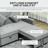 HOMCOM 4-in-1 Sofa, Verstellbare Couch, Sofabett, mit Kissen, Stoffbezug, für Wohnzimmer, Schlafzimmer, Grau(m-7)