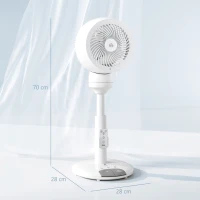 HOMCOM 9'' Air Circulator Fan 3 Speed 3 Mode, 70° Oscillation 90° Vertical Tilt, Remote Controller, for Living Room, Bedroom, Office, White(m-3)