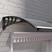 Outsunny Marquise para Portas e Janelas 196x75x23 cm Marquise de Proteção contra Sol e Chuva com Cobertura de Policarbonato Preto(m-7)