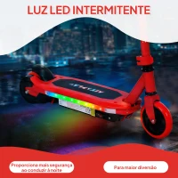 AIYAPLAY Trotinete Elétrica para Crianças Máx. 10 km/h Motor 80 W Autonomia Máxima 8 km Trotinete com Luzes LED Travão Traseiro 76x46x93 cm Vermelho(m-4)