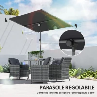 Outsunny Ombrellone per Esterni 1.5x2 m Girevole a 180°, in Poliestere e Alluminio, 150x205x120-215 cm, Grigio Scuro(m-4)