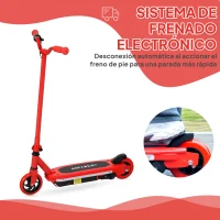 AIYAPLAY Patinete Eléctrico para Niños con Luces LED Acelerador de Pulgar y Ruedas sin Pinchazos Velocidad de hasta 10 km/h Rojo(m-5)