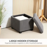 HOMCOM Storage Ottoman Bench, Corduroy Footstool with Removable Lid and Legs, 40cm Storage Chest Box for Living Room, Bedroom, Hallway, Grey(m-5)